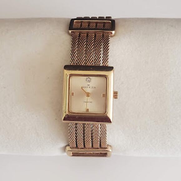 Anne Klein Gold Tone Ladies Watch with Diamond Accent and Mesh Band Running - Picture 7 of 9